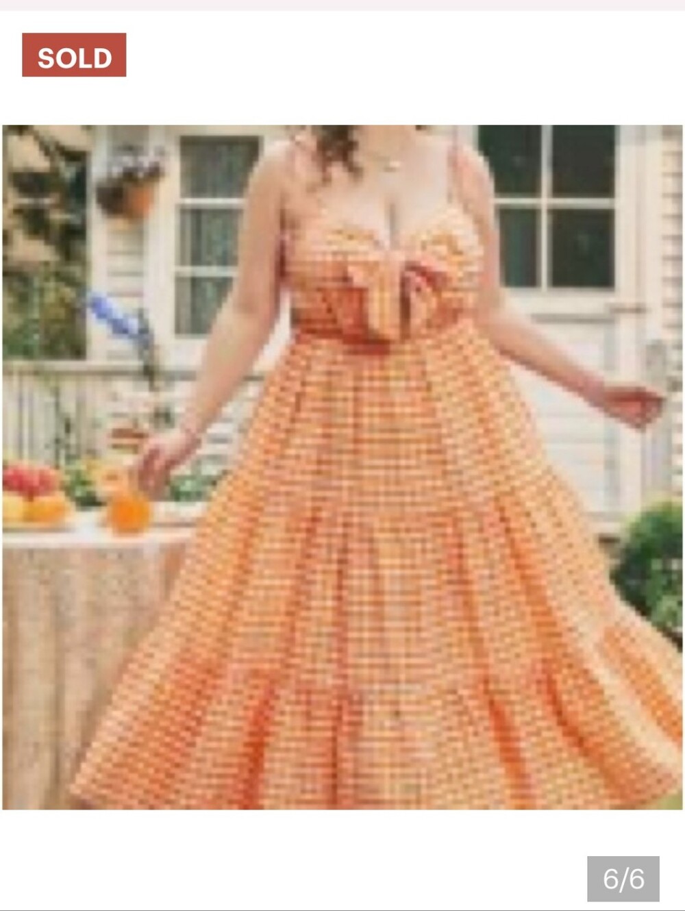 Retro vibes Orange Gingham Sundress - Picture 4 of 4